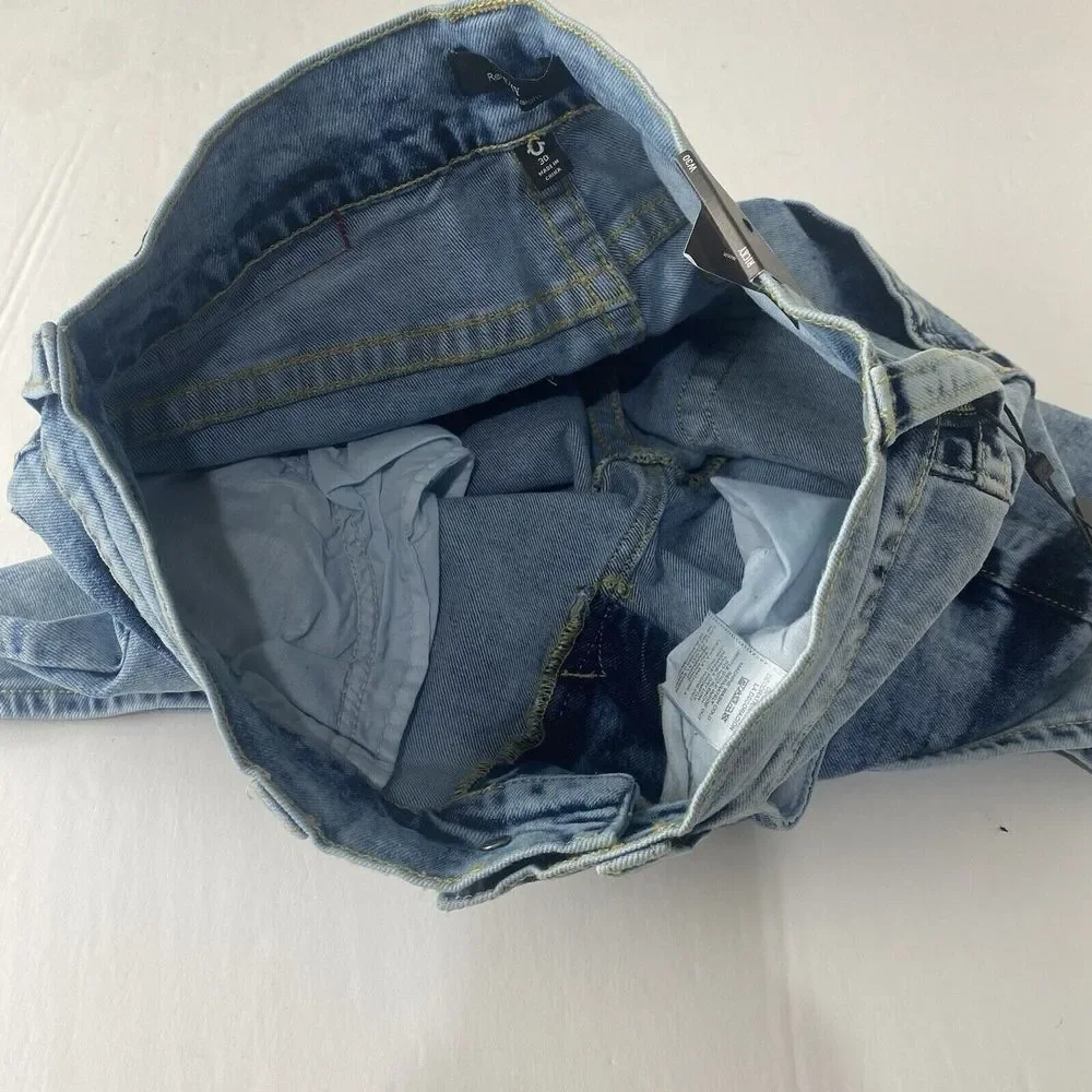 True Religion Men's Ricky Relaxed Straight Jeans Shorts Sz 32 Blue 107220R New